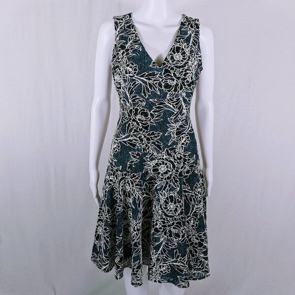 Tommy Hilfiger Women’s Lacey Floral Blue and Black Dress Size 2 - Picture 1 of 8